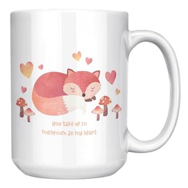 Valentine Day Coffee Mugs, You Take Up So Mushroom In My Heart Funny Food Pun, Cup of Love, Valentine's Coffee Mugs for Women Fiance Girlfriend, Love Mushroom Cup of Tea Gift DM0837 (15 ounces)