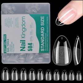 Kurze Almond Nageltips,504 Stück Gel Full Cover Short Mandel Nagelspitzen,Vorpolierte Harz Kunstnägel Acryl Nail Tips Tips für Gelnägel,für DIY-Nagelkunst und Nagelstudios,10 Größen