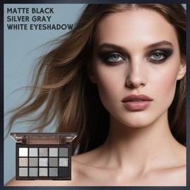 15 Colors Smokey Eyeshadow Palette, Silver Glitter & Matte Eye Shadow Pallets, Long Lasting Pressed Pigments Brown Gray Black Eye Shadows Palette, Shimmer Gothic Eyeshadow Makeup