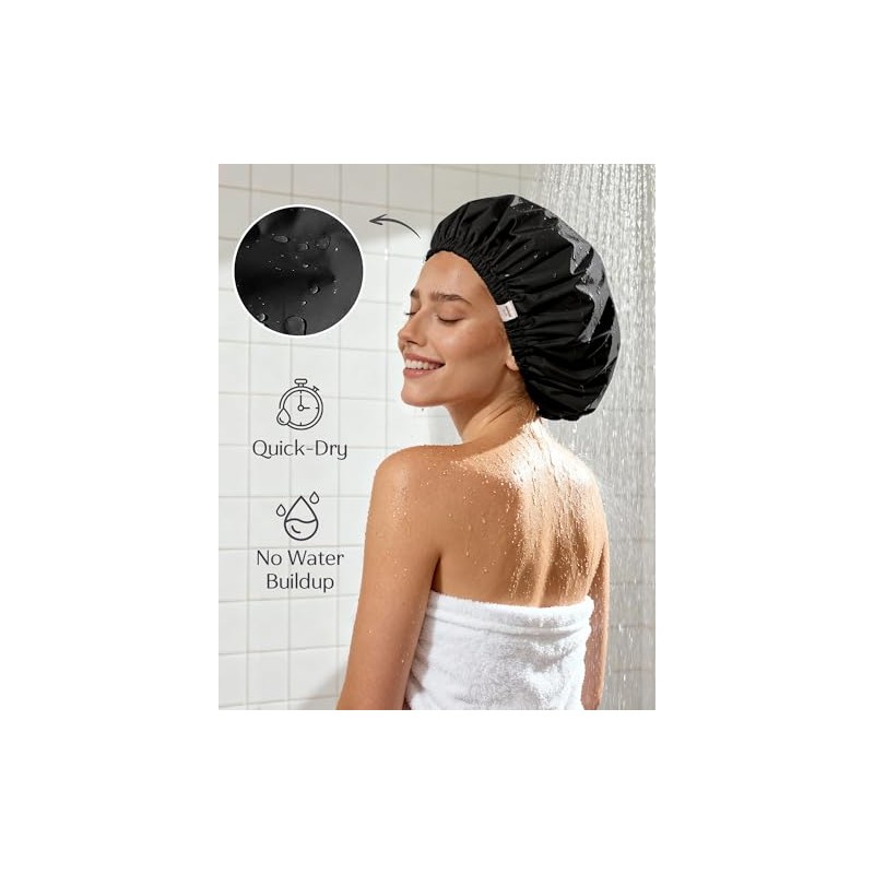 Yanibest Gorro Ducha Mujer Reutilizable Impermeable Forro Satén Banda Elástica