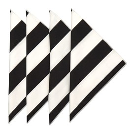 Servilletas de tela en blanco y negro para decoración de mesa de boda para una recepción de boda, fiesta de verano de rayas en blanco y negro, 4 de julio, servilletas de lino de algodón de 45,72 cm