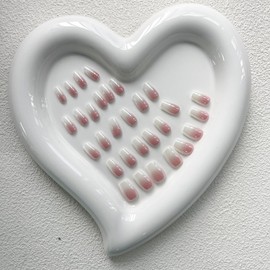 30pcs Square Press on Nails Short Gradient Fake Nails White Pink Ombre False Nails with Design Pearl Stick on Nails Acrylic Nails Glossy Mirror Chrome Glue on Nails Reusable for Women Girls Manicure…