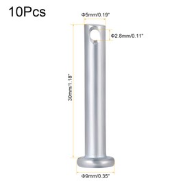 TA-VIGOR 10pcs 5 x 30mm Clevis Pins Single Hole, Zinc-Plated Steel Flat Head Link Hinge Pin Fastener for Mechanical Linkage, Ship Rigging, Fixed Parts