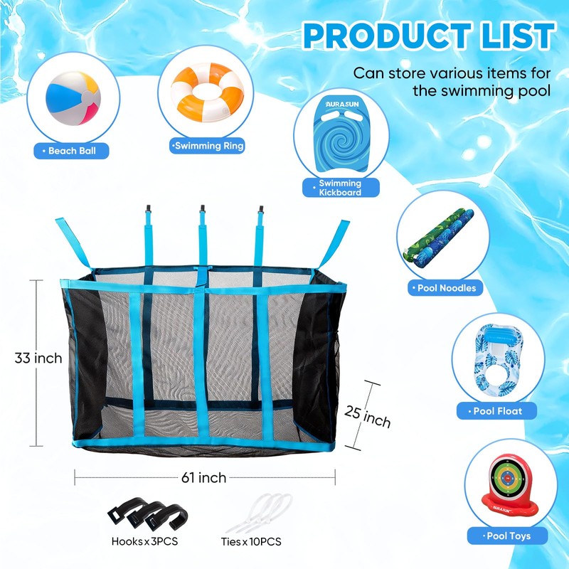 AURASUN 61" L x 25" W Poolside Hanging Pouch for