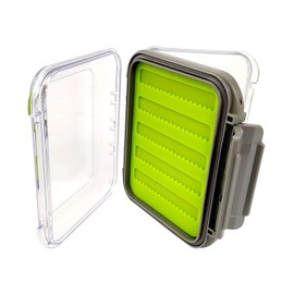 Aventik Silicone Fly Fishing Box Jig Box Waterproof Streamer flies Case Double Sided Clear Lid Storage Lure Case Saltwater Freshwater (SA:4.96x4x1.76inch)