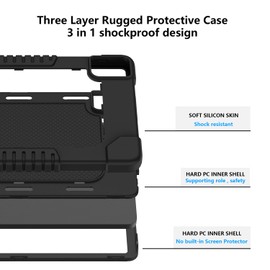 FIEWESEY for TCL Tab 10L Gen 3 (8193A) 10.4 Inch Tablet Case,Heavy Duty Shockproof Kids Rugged Case for TCL TAB 10L LTE Gen 3 (8194A)/TCL Tab 10 Gen 2/TECLAST T40 AIR 10.4 Inch Tablet (Black/Black)