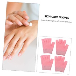 Mikinona 2pairs Moisturizing Gel Therapy Gloves for Dry Hands Fingerless Design for Comfort and Convenience for Overnight Use and Daily Skin Care Pink for Men and Women