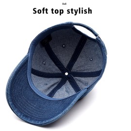 Women's Denim Baseball Cap – Vintage Washed Adjustable Dad Hat with Cute Dog Embroidery Soft Breathable Casual Sports Cap for Outdoor Travel