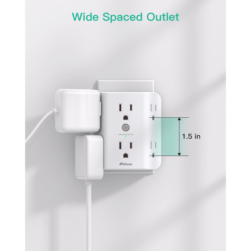 2 Pack Surge Protector Outlet, Outlet Splitter, Multi Plug Wall