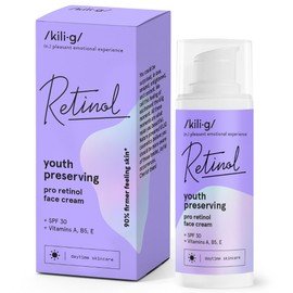 KILIG RETINOL Gesichtscreme mit Pro-Retinol und SPF30 | Tagespflege zur Bekämpfung von Fältchen und Pigmentflecken | Erhält die Festigkeit der Haut | Tagesgesichtscreme enthält Vitamin A, B5, E | 50ml