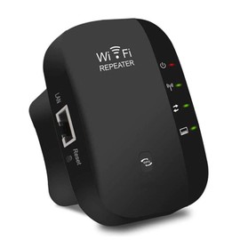 WiFi Extender Signal Booster, Amplificador de Señal de Extensores WiFi para El Hogar Hasta 3000 Pies Cuadrados y 40 Dispositivos, Amplificador de Largo Alcance con Puerto Ethernet 1-Tap Setup (Negro)