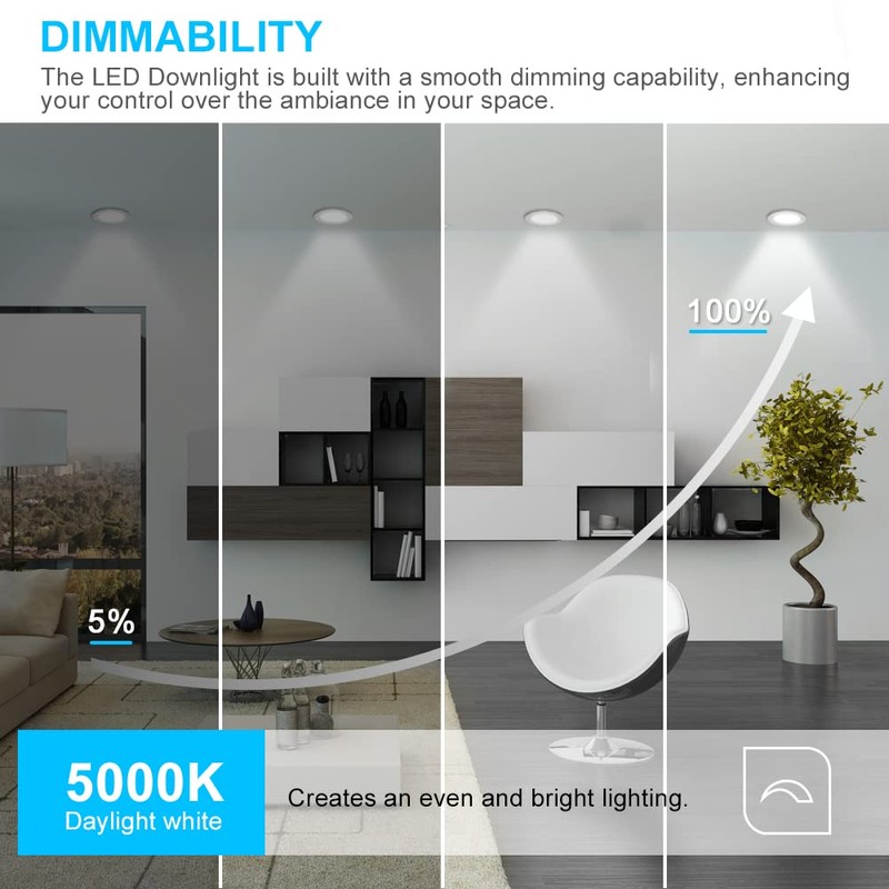 2 Inch LED Recessed Lighting, 3W Dimmable Downlight, 5000K Daylight