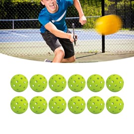 DOACT - Juego de 12 bolas de pickleball de polietileno para exteriores, 40 agujeros de 74 mm de diámetro, ligero, estable para la práctica de lanzamiento de golpes (verde)