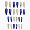 BABALAL Blue Press on Nails Long Coffin Fake Nails Luxury