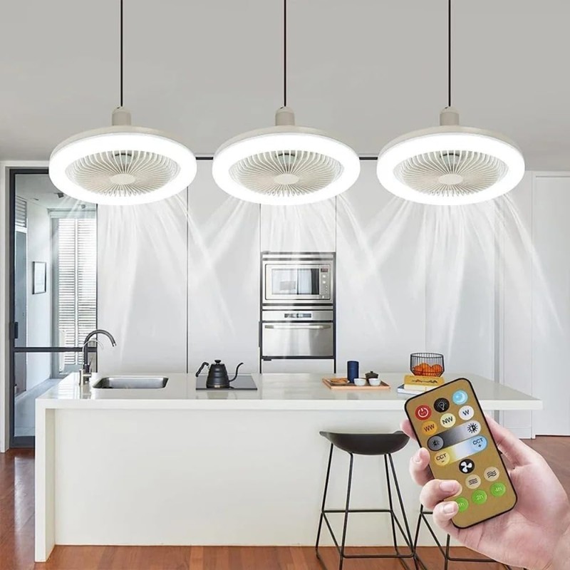 E27 LED Ceiling Light with Fan, Modern 180° Rotation Ceiling