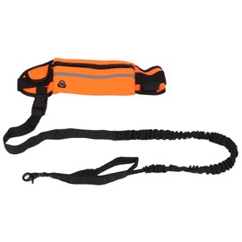 Hands Free Dog Leash Shock Absorption Reflective Dog Running Leash with Zippered Bag for Walking Jogging Running Orange