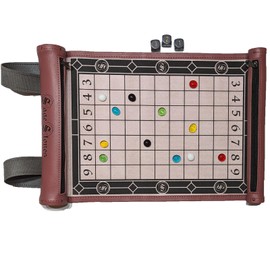 TNT Laser Works Sage Stones | Strategic Dice Game for 2-6 Players | Leather Roll Up Scroll | Leather Red