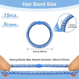 Sularpek 15 Pcs Hair Bobbles for Women and Girls, Dark Blue Woven Hair Ties, Soft No Damage Elastic Hair Bands for All Hair Types, Strong Hair Bobbles for Thick Hair, Mixed Navy Blue