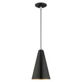 Livex Lighting 41175-72 Metal Shade - 7.38" One Light Mini Pendant, Shiny Red Finish with Shiny Red Metal/Shiny White Shade