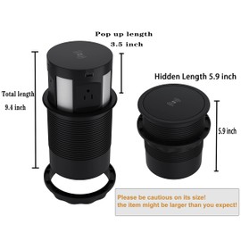 Automatic Pop Up Outlet for Countertop, Recessed Power Strip with 4 AC Outlets, 2 USB A, 2 USB C Pop Up Socket, Wireless Charger Station for Kitchen Conference Workbench, ETL Listed