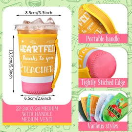 SiliFine 8 Pcs Teacher Appreciation Gift Graduation Thank You Gift Iced Coffee Sleeve Bulk for Iced & Hot Drinks Cold Beverage Cooler Compatible Iced Coffee Accessories End of School Year Gifts
