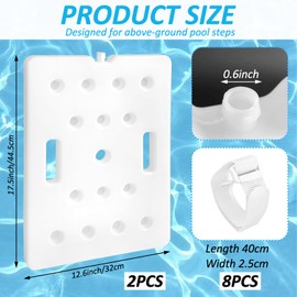 2 Pcs Swimming Pool Ladder Weights, White HDPE Step Stair Weights Universal Water Sand Anchors Bin Stabilizers with 8 Adjustable Straps for Above Ground or Inside Pools Easy Step System