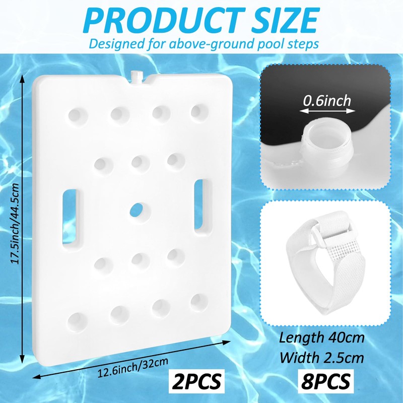 2 Pcs Swimming Pool Ladder Weights, White HDPE Step Stair