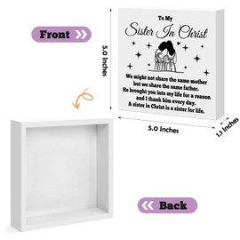 Christian Sister Gifts from Sister To My Sister In Christ Wooden Block Sign Desk Decor Sign Baptism Religious Faith Gifts for Sister Friends Bestie Friendship Christmas Birthday Gift