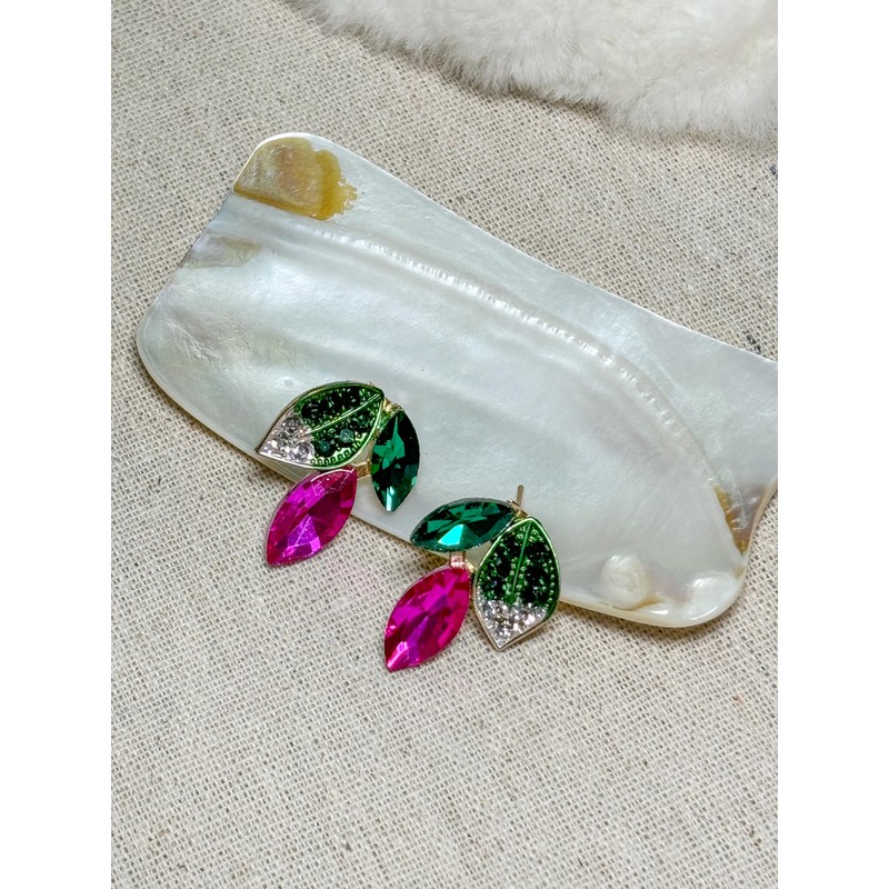 MMonesu Women Jewelry Set Rhinestone Colorful Crystal leaf shape Statement