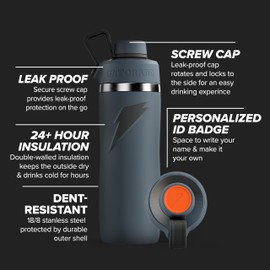 Gatorade 'Overtime' 32oz Stainless Steel Water Bottle, Twist Cap, Black