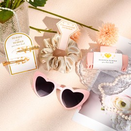4 PCS Bridesmaid Proposal Gifts Bridesmaid Hair Clips Bridesmaid Scrunchies Bridesmaid Sunglasses Bridal Shower Gifts Silk Satin Soft Hair Accessories Bridesmaid Wedding Favor Women Girls(Pink)