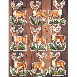 Handmade Christmas Deer Vinyl Die Cut Stickers Set Scrapbooking Laptop Waterbottle