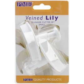 PME LY1000 Veined Lily Plunger Cutters, Small Size, Set of 2, White