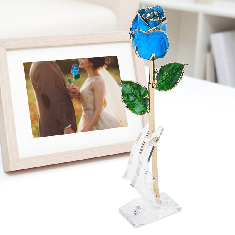 24K Gold Plating Rose Flower with Base Gift for Valentines