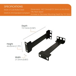 Tecmojo 1RU Server Rack Depth Extender, 152 mm Recessed Rack Mount Adapter Kit for Network Rack, Standard 19 inches Open Frame Rack Compatible, Black