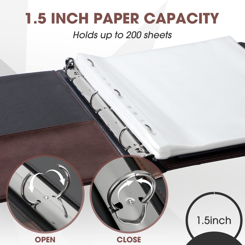 Marspark 2 Pcs Vintage Hardback 3 Ring Binder Professional Leather
