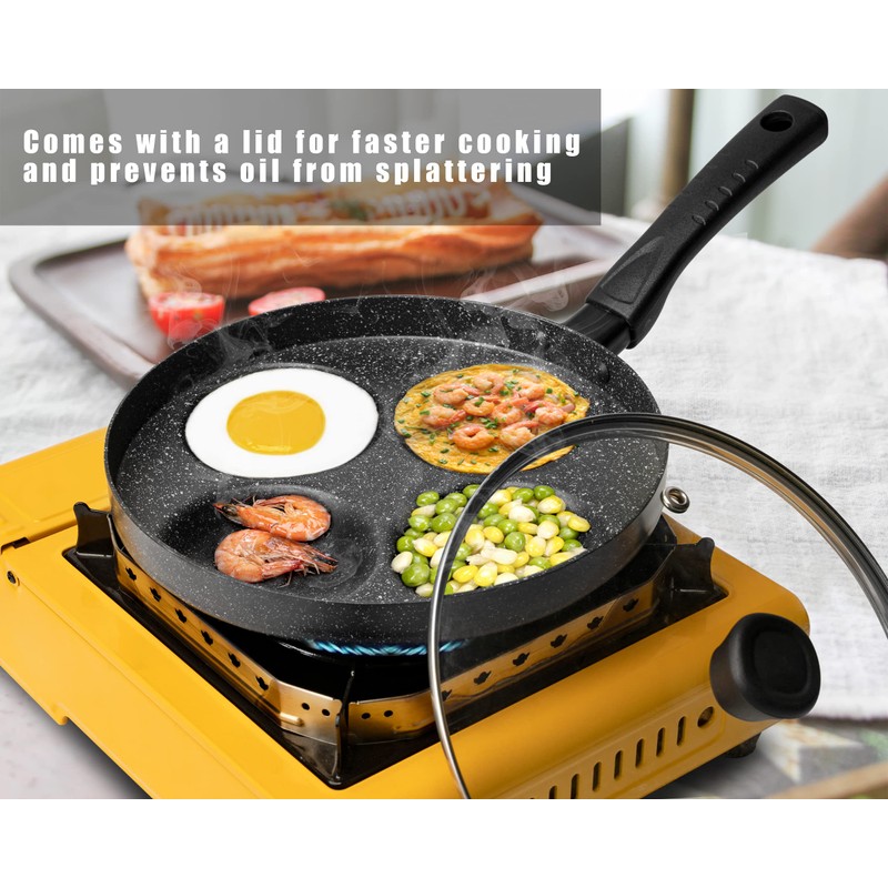 MyLifeUNIT Egg Frying Pan, 4-Cup Nonstick Fried Egg Pan, Aluminum