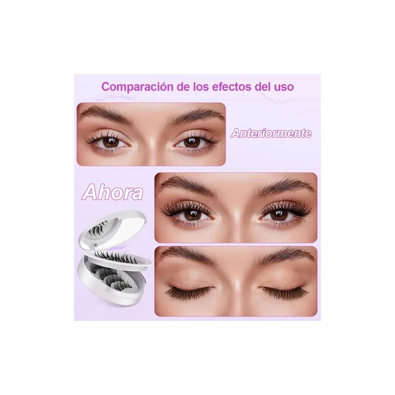 2 Pares Pestañas Postizas Naturales Magnética Reutilizable