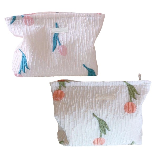 2 Tulip Cosmetic Bags, Fresh And Elegant Design, Tulip Pattern,