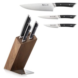 Cangshan HELENA Series German Steel Forged, HUA Knife Block Set (4-Piece, Black)