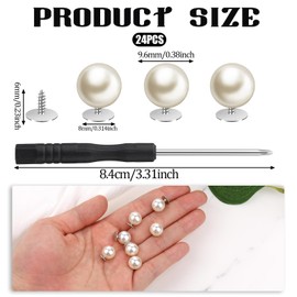 PEOVLVN 24 Sets Pearl Buttons for Clothes, Brooch Pins for Women Girls Shirt Dress Sweaters Shawl Decorations DIY Crafts (10mm)