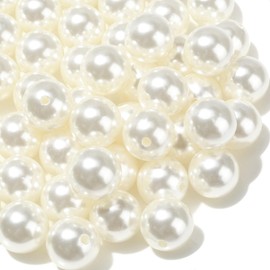 KitBeads 120pcs 20mm Acrylic Imitation Pearl Beads Large Bubblegum Ball Chunky Beads Delicate Ivory Beads for Jewelry Making Bracelets Bulk