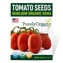 Organic Tomato Seeds (Roma) - Approx 75 Seeds - USDA Organic, Non-GMO, Open Pollinated, Heirloom, USA Origin
