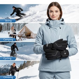 5S Fast Heating Large Heating Area All Fingers Back Hand 4000mAh Power Touch Screen Fit Winter Outdoor Sport Heated Ski GlovesSize: L, Color: Black
