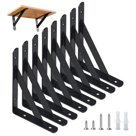 Pack of 8 Shelf Brackets, Heavy Duty Brackets, 90 Degree Wall Angle Shelf Brackets, Metal Shelf Brackets with Screws, Wall Shelf Brackets, Iron Shelf Angle for Angle Shelf (15 x 9.5 cm)