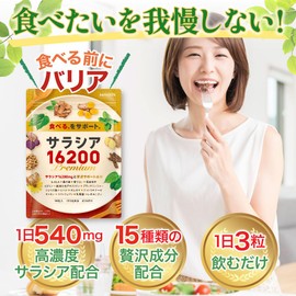 santelife サラシア16200 サラシア イヌリン 難消化デキストリン 桑の葉 ウコン 菊芋 乳酸菌 ナットウキナーゼ ショウガ麴 15種類の贅沢成分 90粒 30日分 (2袋)