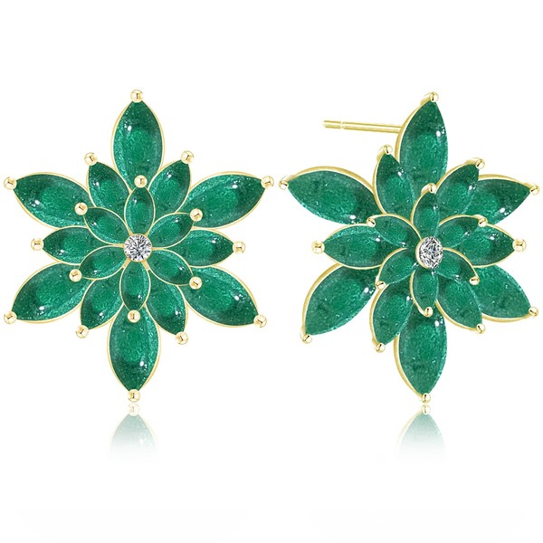 JIMARIN Cute Dainty Enamel Snowflake Stud Earrings for Women Sparkly