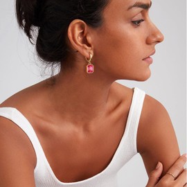 Secroma Hoop Earrings Gold for Women - 18 Carat Gold-Plated Earrings Small, Hypoallergenic Birthstone Crystal Hoop Earrings Gold, Jewellery Gifts for Women and Girls, Gold, No Gemstone