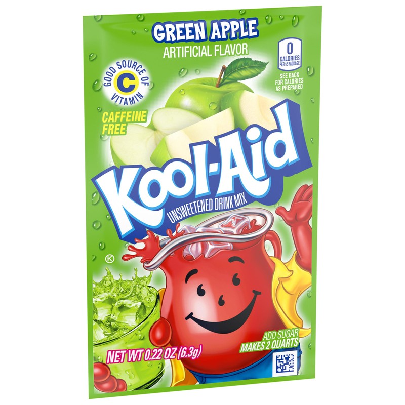 Kool-Aid Unsweetened Caffeine Free Green Apple Zero Calories Powdered Drink