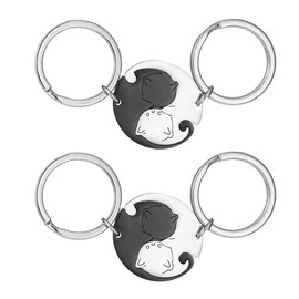 CENPEK 4 Pcs Black And White Matching Puzzle Cat Couples Keychains Set Cute Stuff Cat Keyring Valentines Day Matching Couple Stuff